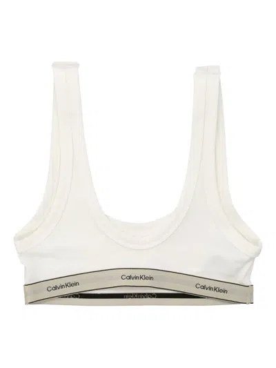 Calvin Klein Soft Cotton Bralette Scoop Neck In White