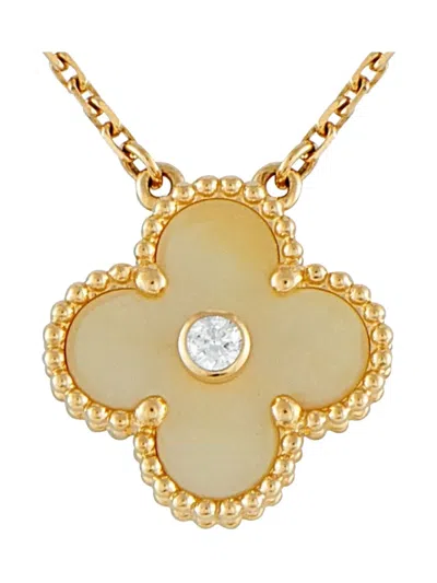 Pre-owned Van Cleef & Arpels 18k Yellow Gold Diamond Alhambra Holiday Pendant Necklace