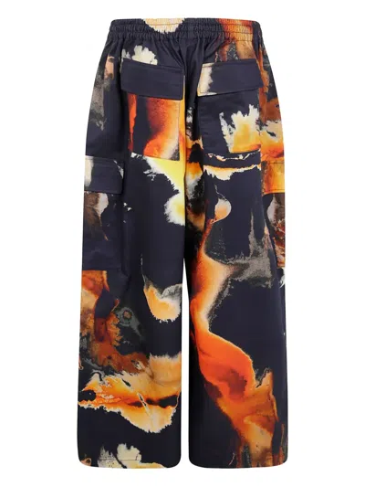 Y-3 Abstract-pattern Trousers In Blue