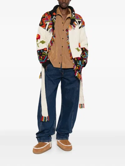 Frantic Fairytale Fringed Belted Cardigan In Multi