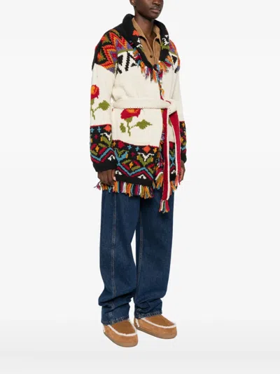 Frantic Fairytale Fringed Belted Cardigan In Multi