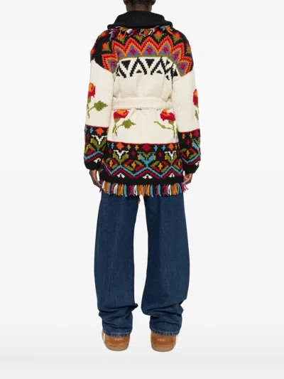 Frantic Fairytale Fringed Belted Cardigan In Multi