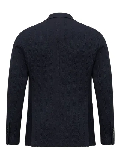Tagliatore Black Jersey Montecarlo Single-breasted Blazer In Blue