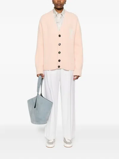 Ami Alexandre Mattiussi Ami Paris Women Ami De Coeur Cardigan With Logo In Pink