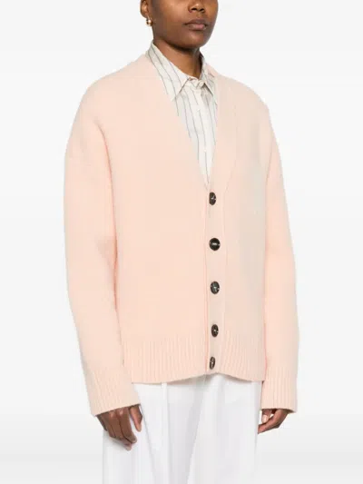 Ami Alexandre Mattiussi Ami Paris Women Ami De Coeur Cardigan With Logo In Pink