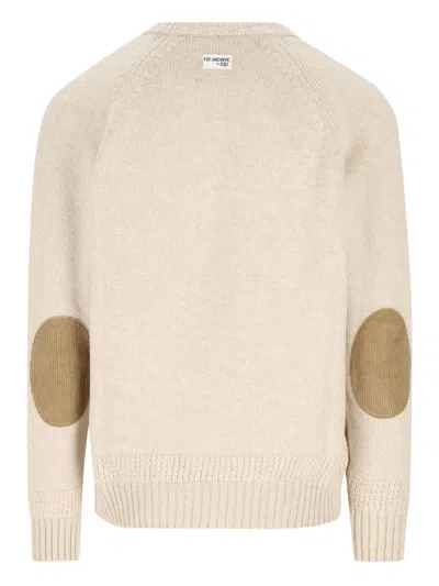 Fay Elbow-patch Jumper In Neutral