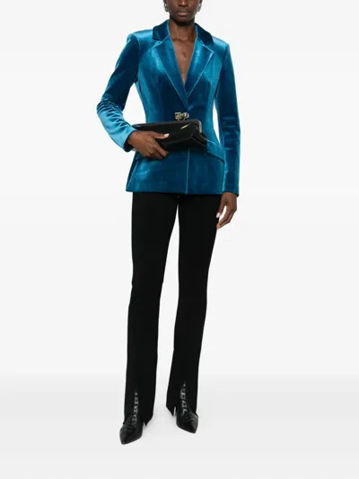 Chiara Boni La Petite Robe Velvet Blazer In Blue