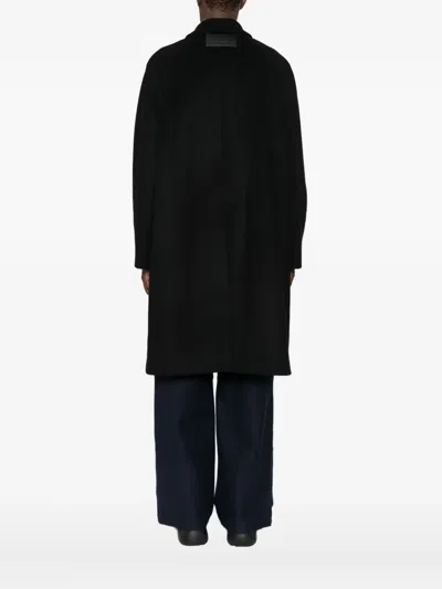 Msgm Stripe-detail Single-breasted Coat In Black