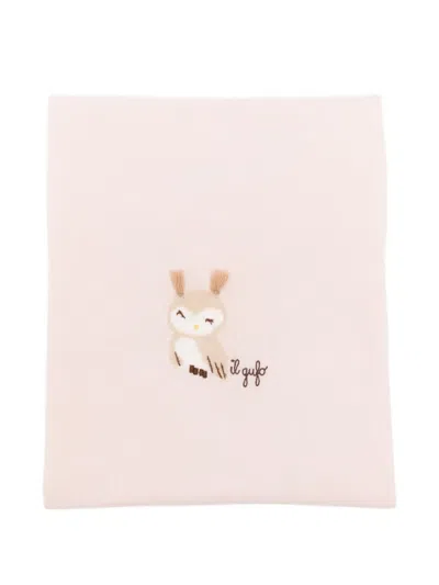 Il Gufo Logo-embroidered Blanket In Pink