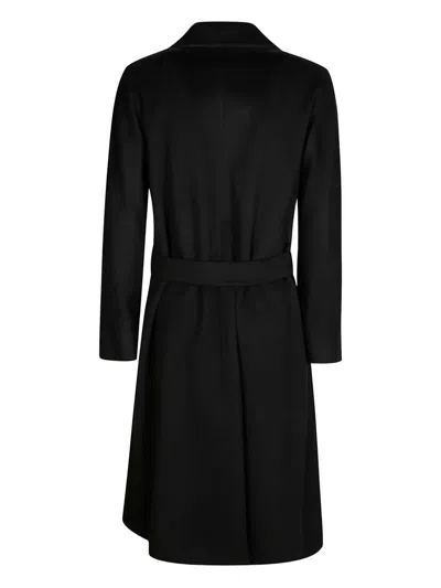 Max Mara Belted Double-breasted Coat In Black
