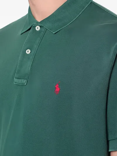 Polo Ralph Lauren Washed Forest Green Cotton Polo In Green
