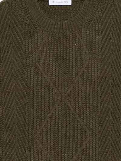 Manuel Ritz Ribbed Sweater In Green