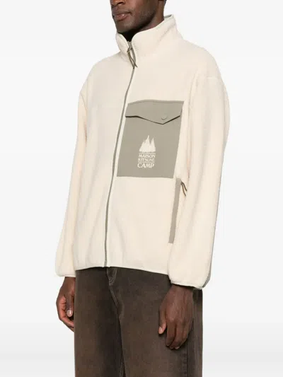 Maison Kitsuné Casual Fleece Zipped Jacket Clothing In Neutral
