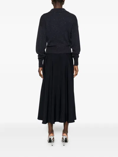 Peserico Midi Dress With Inserts In Black