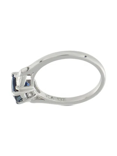 Pre-owned Van Cleef & Arpels 18k White Gold Diamond Sapphire Ring In Silver