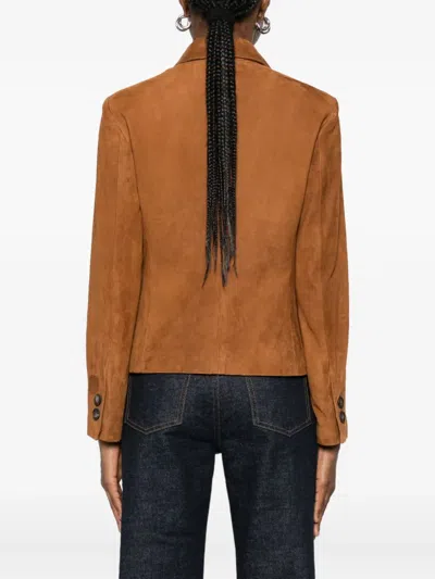 Tagliatore Button-front Suede Jacket In Brown