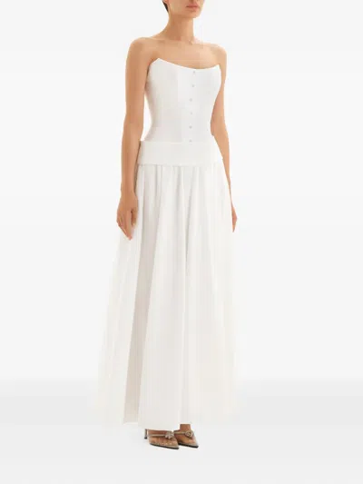Post Meridiem Serment Buttoned Corset Maxi Dress In White