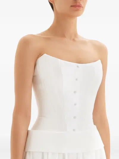 Post Meridiem Serment Buttoned Corset Maxi Dress In White