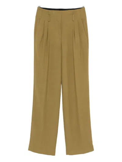 Forte Forte Pleated Wide-leg Trousers With High Waist In Green