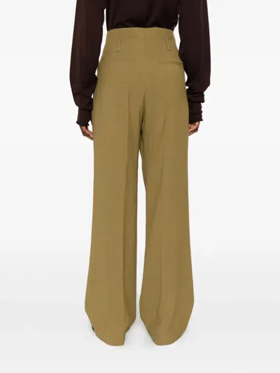 Forte Forte Pleated Wide-leg Trousers With High Waist In Green