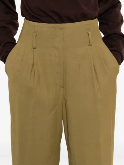 Forte Forte Pleated Wide-leg Trousers With High Waist In Green