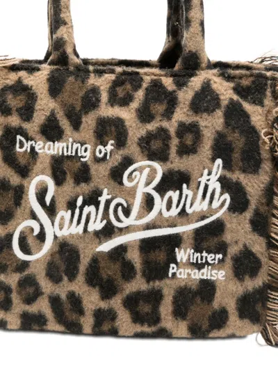 Mc2 Saint Barth Leopard-print Logo-print Tote Bag In Brown