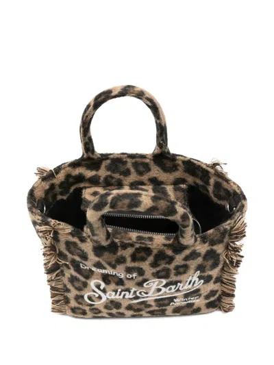 Mc2 Saint Barth Leopard-print Logo-print Tote Bag In Brown