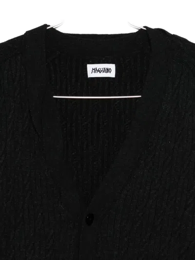 Magliano Cable-knit Cashmere Cardigan In Black