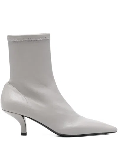 Totême Nappa Heeled Sock Boots Light Grey In Gray