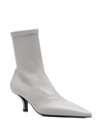 Totême Nappa Heeled Sock Boots Light Grey In Gray