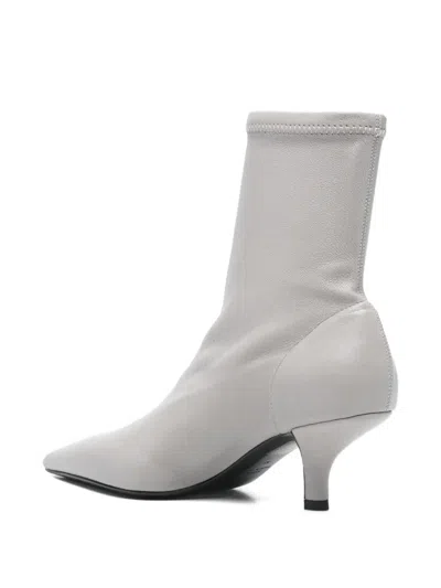 Totême Nappa Heeled Sock Boots Light Grey In Gray