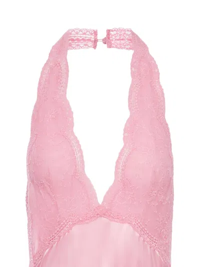 Gucci Halter Neck Midi Dress With Belt Detail In Pink