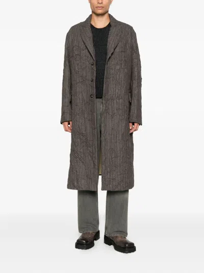 Masnada Striped Coat In Gray
