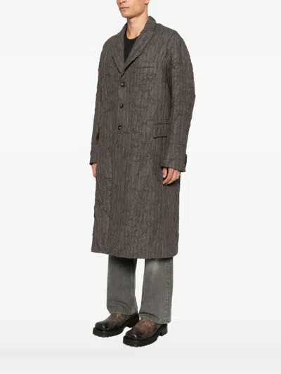 Masnada Striped Coat In Gray