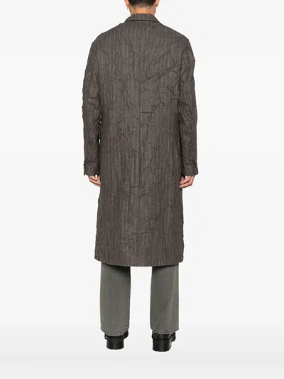 Masnada Striped Coat In Gray