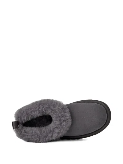 Ugg Tazzelle Suede Mules Sheepskin Collar In Gray