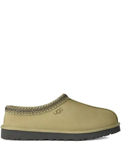 Ugg Tasman Logo-detail Suede Mules In Green