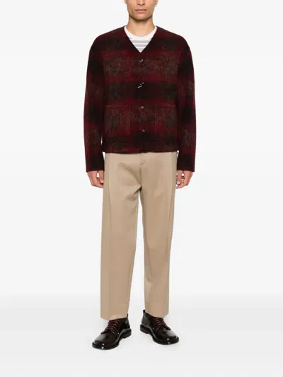 Tonywack Burgundy V-neck Cardigan In Red