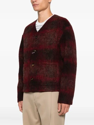 Tonywack Burgundy V-neck Cardigan In Red