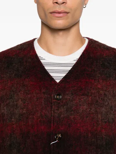 Tonywack Burgundy V-neck Cardigan In Red