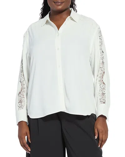 Lyssé Plus Natasha Lace Trim Shirt In White