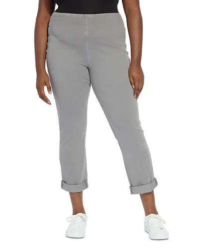 Lyssé Plus Pull-on Boyfriend Jeans In Mid Wash In Gray