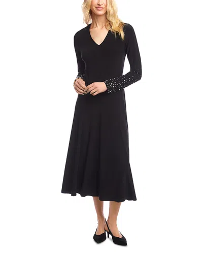 Karen Kane Kate Embellished Long Sleeve Midi Dress In Black