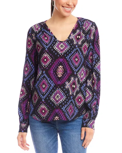 Karen Kane Shirred Blouse In Multi