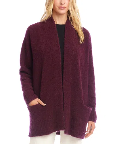 Karen Kane Boucle Cardigan Sweater In Purple