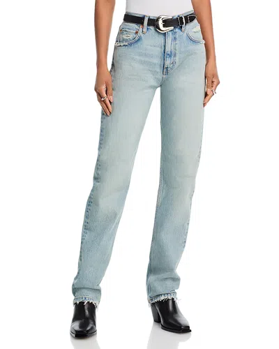 Re/done The Blondie High Rise Straight Jeans In Ripped Tides