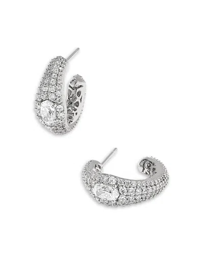 Kendra Scott Bella Crystal Open Hoop Earrings In Silver