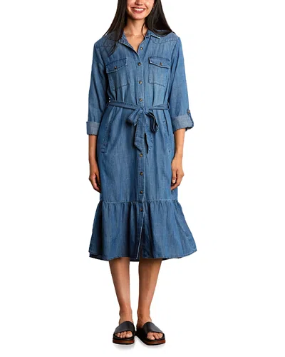 Billy T Ruffled Belted Shirtdress In Blue