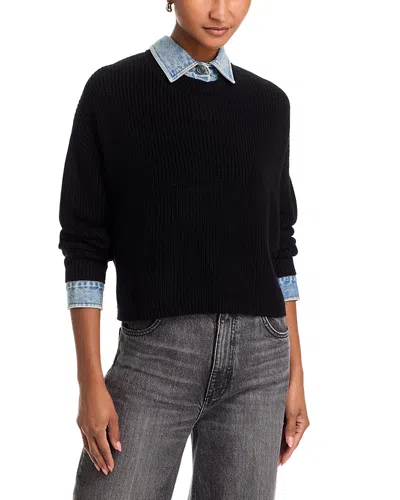 Vintage Havana Denim Trim Sweater In Black