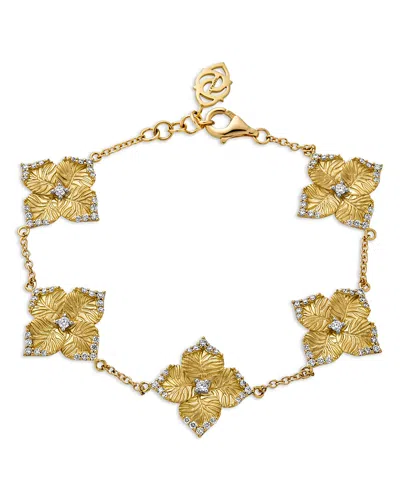 Piranesi 18k Yellow Gold Oro Fiore Diamond Flower Link Bracelet In Gold